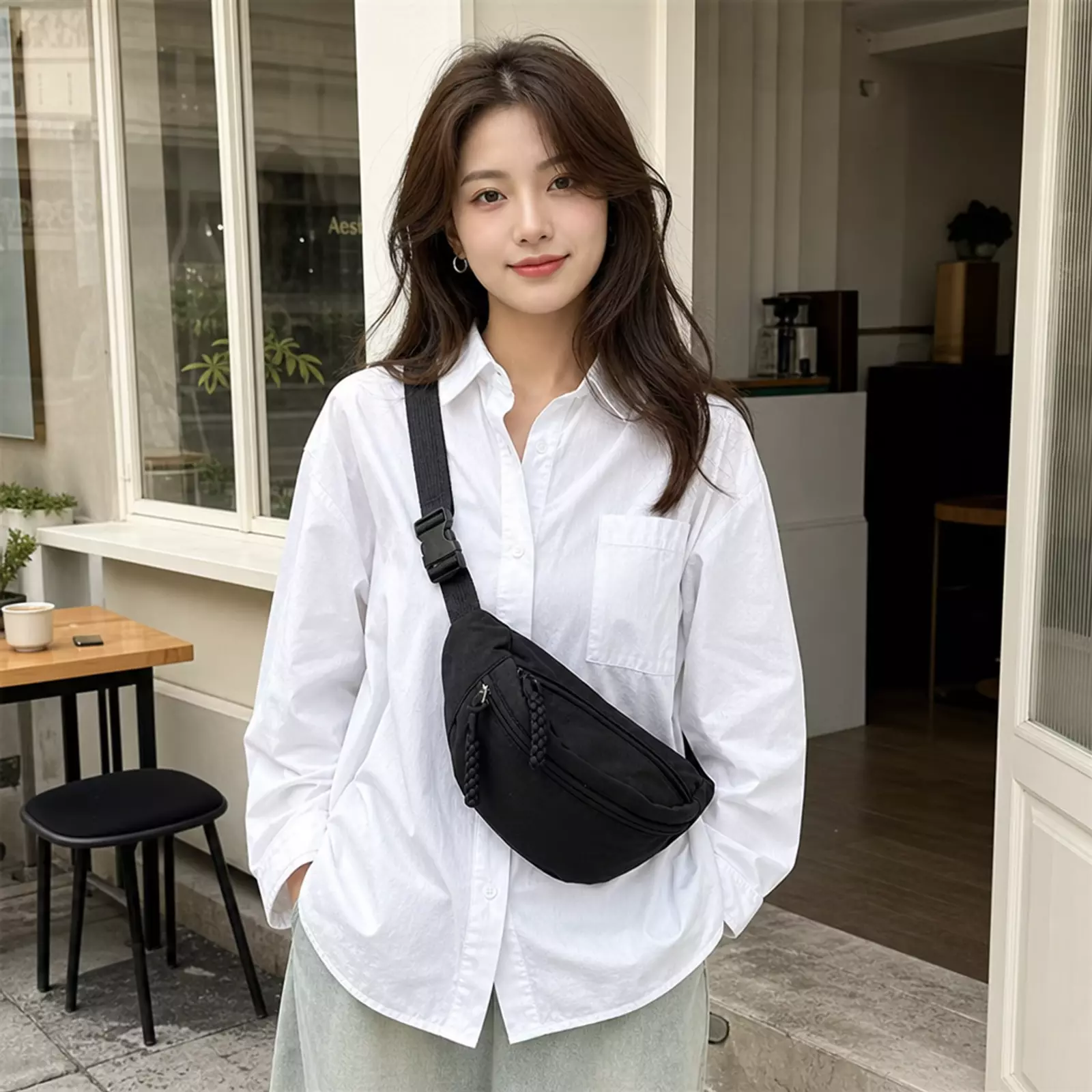 Chest Bags Banana Bag For Women Sling Crossbody Waist Pack Canvas Running Waist Bag Casual Fanny Packs Sport Half Moon Belt Bag
