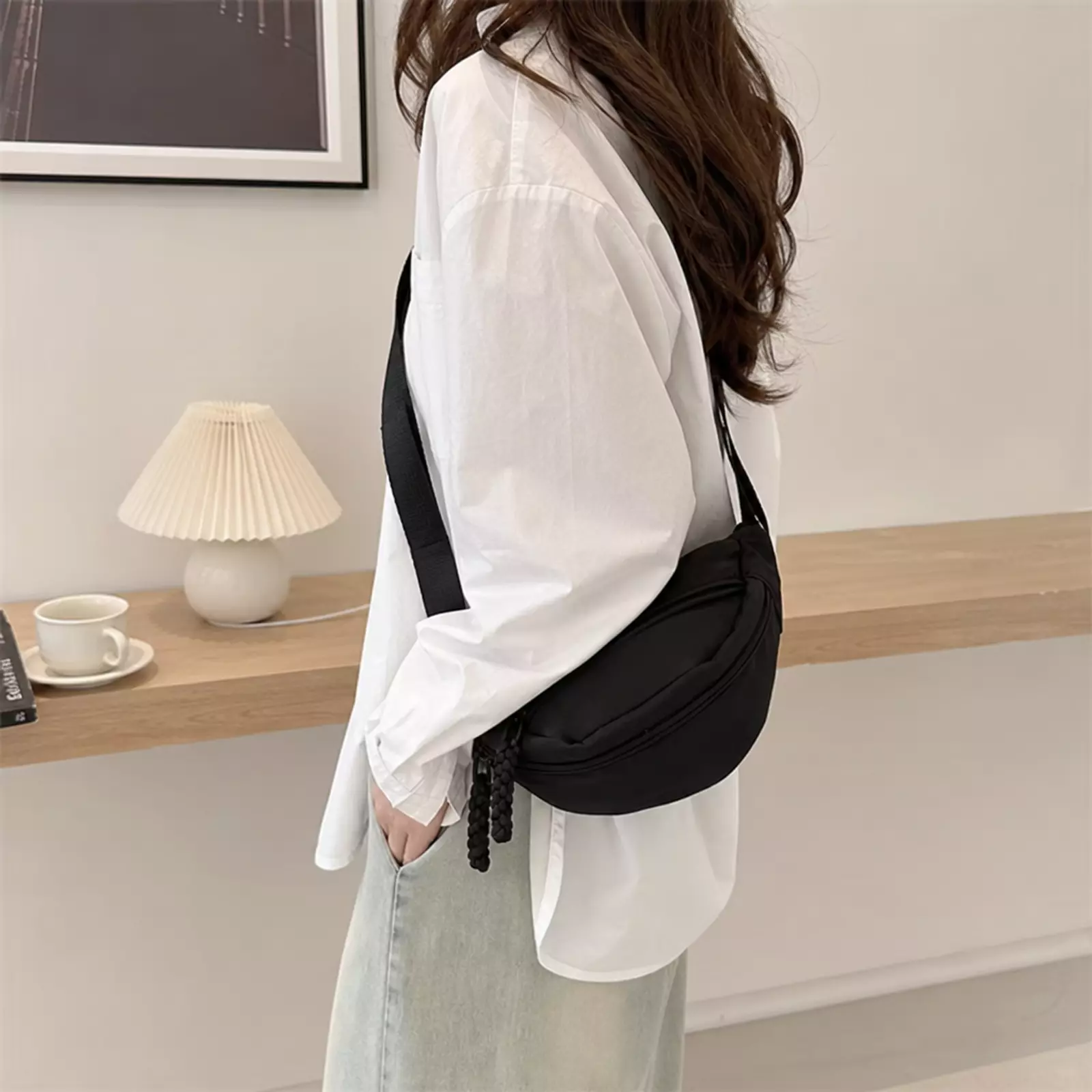 Chest Bags Banana Bag For Women Sling Crossbody Waist Pack Canvas Running Waist Bag Casual Fanny Packs Sport Half Moon Belt Bag