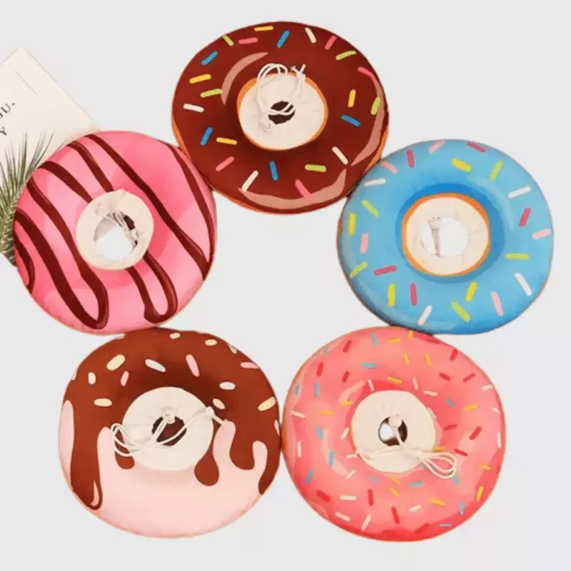 Collerette donut rose pour chien : Protection douce et tendance